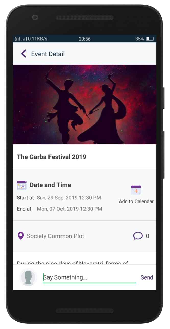 Event detail screen