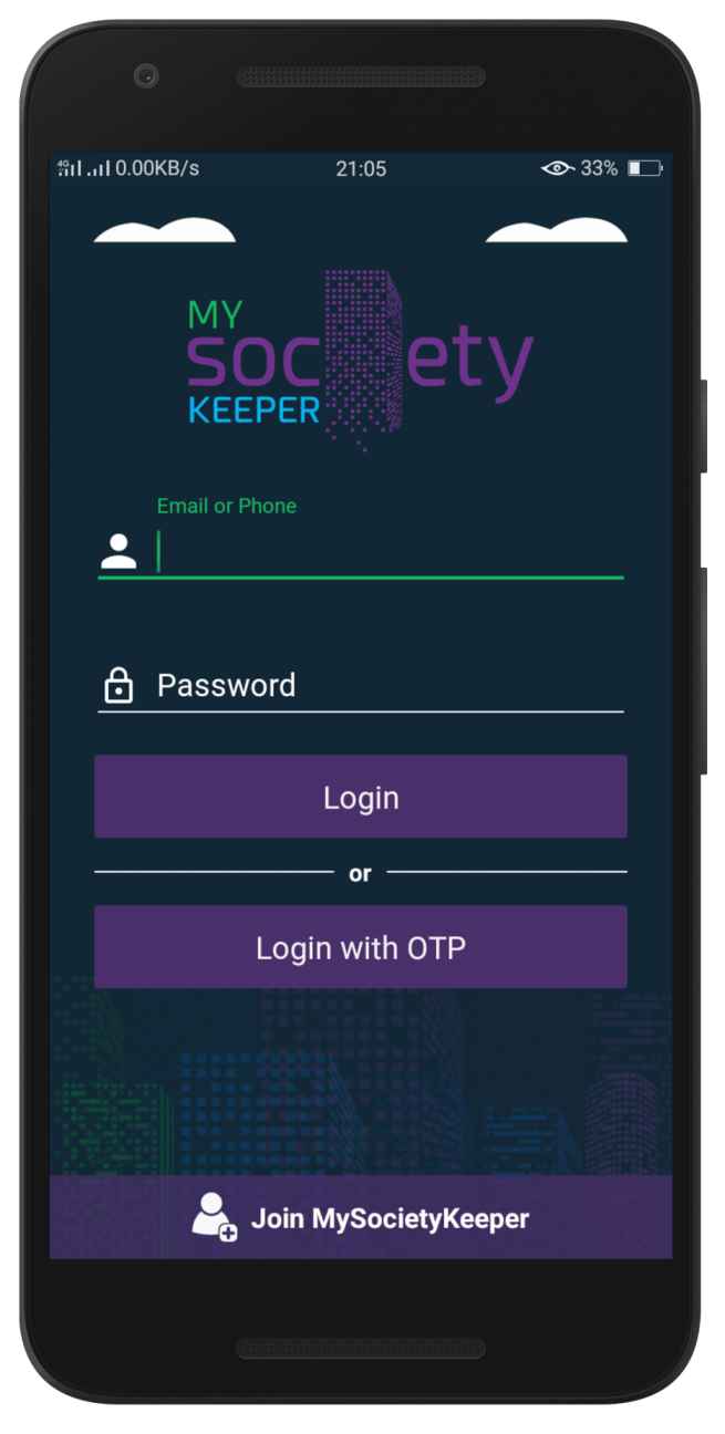 Login screen